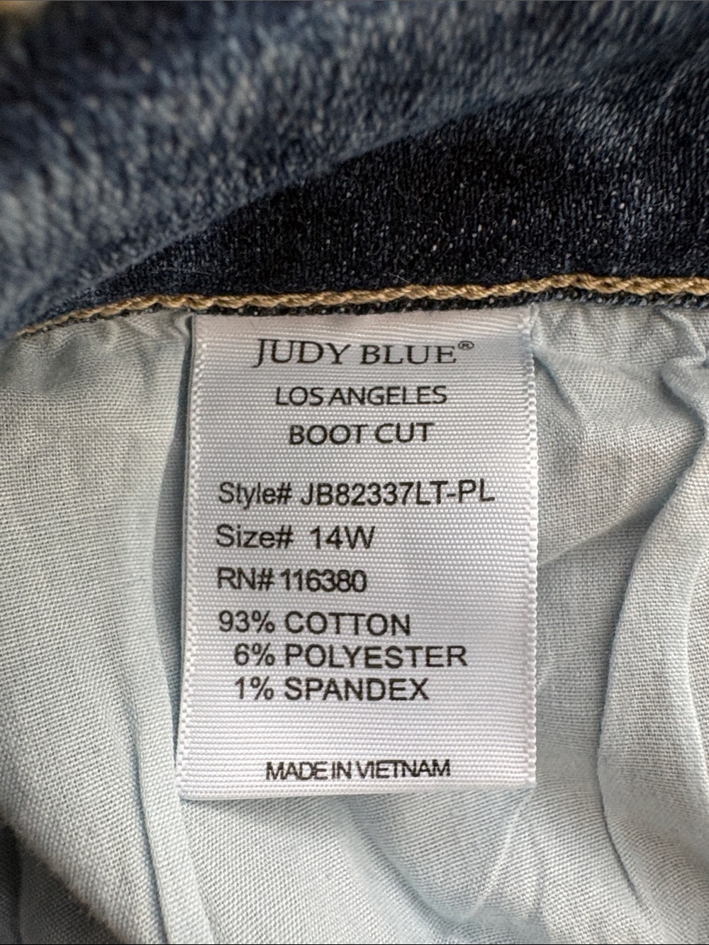 Judy Blue Mid Rise Boot Cut Jeans Medium Wash Style JB82337LT-PL Size 14W - Picture 11 of 12